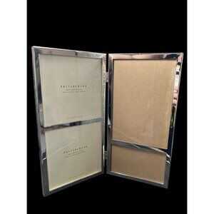 Pottery Barn Multi Opening Picture Frame Double Hinged Plated Silver Slim 10x11"